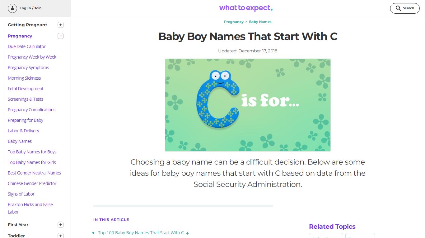 Baby Boy Names That Start With C - What to Expect